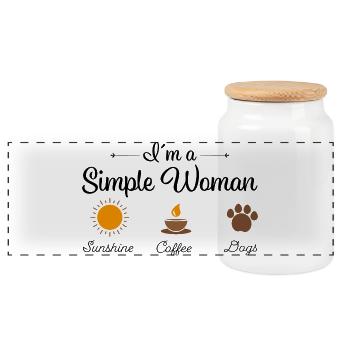 Dog woman - Panoramic Cookie Jar with Wooden Lid - white - Front