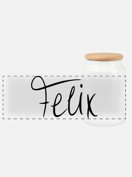 Felix - Panoramic Cookie Jar with Wooden Lid - white