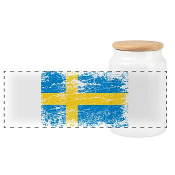 Schwedische Flagge im Vintage-Style - Panorama Keksdose mit Holzdeckel - Weiß - Vorne