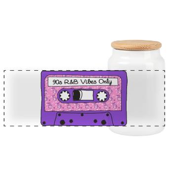 90er Jahre R&B Vibes nur Band Kassette Memphis Grafik - Panorama Keksdose mit Holzdeckel - Weiß - Vorne