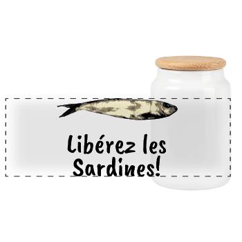 Liberez les sardines - Boîte à biscuits avec couvercle en bois - blanc - Devant