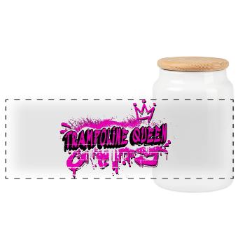 Trampoline Graffiti Queen Design - Panorama Keksdose mit Holzdeckel - Weiß - Vorne