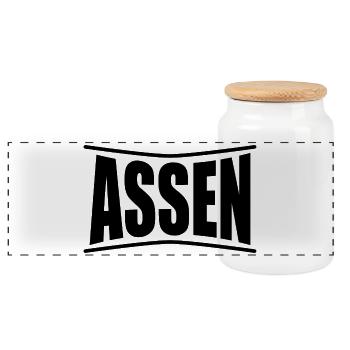 T-Shirt Assen Nederland Niederlande Geschenkidee - Panorama Keksdose mit Holzdeckel - Weiß - Vorne