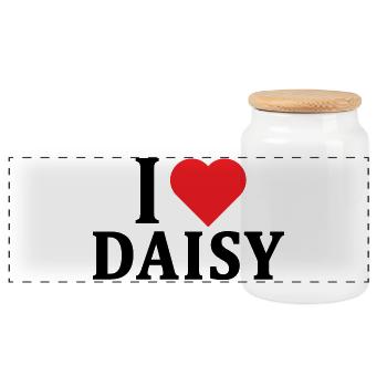 T-Shirt Ich liebe Daisy T-Shirt Geschenkidee - Panorama Keksdose mit Holzdeckel - Weiß - Vorne