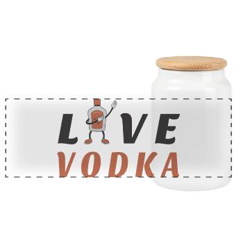 love vodka - Panoramic Cookie Jar with Wooden Lid - white - Front