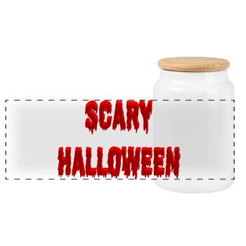 Sprüche, halloween Outfits, Bluttropfen - Panorama Keksdose mit Holzdeckel - Weiß - Vorne