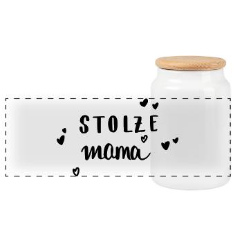 stolze Mama - Panorama Keksdose mit Holzdeckel - Weiß - Vorne