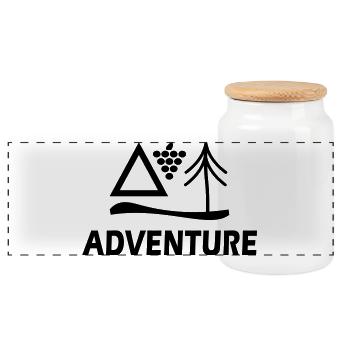 Adventure - Panoramic Cookie Jar with Wooden Lid - white - Front