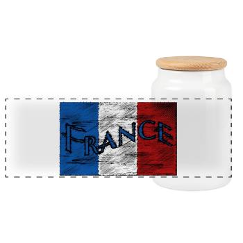 FRANCE Logo dirty flocked - Panorama Keksdose mit Holzdeckel - Weiß - Vorne