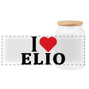 t-shirt I love Elio t-shirt gift idea - Panoramic Cookie Jar with Wooden Lid - white - Front