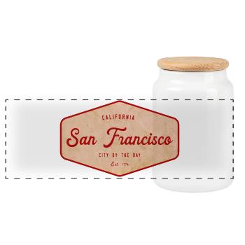San Francisco Vintage Badge - Panorama Keksdose mit Holzdeckel - Weiß - Vorne