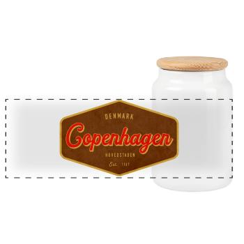 Graphisme rétro de l’enseigne vintage de Copenhague - Boîte à biscuits avec couvercle en bois - blanc - Devant