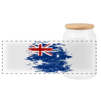 Australia used - Panoramic Cookie Jar with Wooden Lid - white - Front