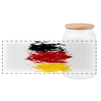 Deutschland Flagge used - Panorama Keksdose mit Holzdeckel - Weiß - Vorne