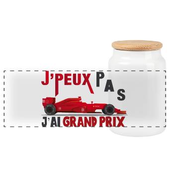 J'peux pas j'ai grand prix cadeau course voiture - Boîte à biscuits avec couvercle en bois - blanc - Devant