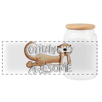 Otterly Awesome Otter Spruch Tiermotiv - Panorama Keksdose mit Holzdeckel - Weiß - Vorne