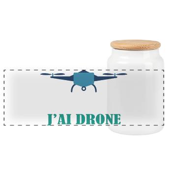 J'Peux Pas J'ai Drone Humour Cadeau Drôle Pilote - Boîte à biscuits avec couvercle en bois - blanc - Devant