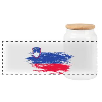 Slowenien Flagge used - Panorama Keksdose mit Holzdeckel - Weiß - Vorne