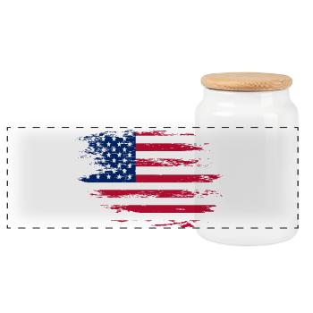 Drapeau des États-Unis utilisé - Boîte à biscuits avec couvercle en bois - blanc - Devant