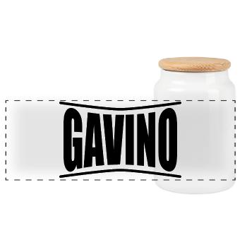 Gavino t-shirt t-shirt gift idea - Panoramic Cookie Jar with Wooden Lid - white - Front