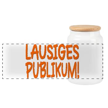 LAUSIGES PUBLIKUM SPRÜCHE BÜHNE - Panorama Keksdose mit Holzdeckel - Weiß - Vorne
