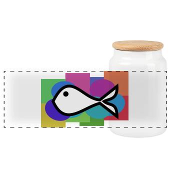 SARDINE. FISH. APRIL FOOL. EASTER. SEA - Panoramic Cookie Jar with Wooden Lid - white - Front