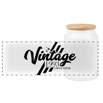 30e anniversaire Dictons vintage - Boîte à biscuits avec couvercle en bois - blanc - Devant