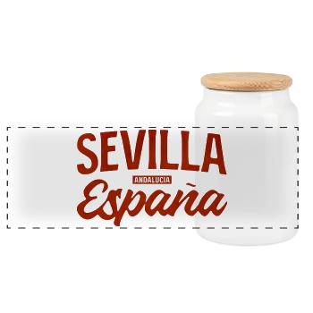 Sevilla Andalusische Leidenschaft - Panorama Keksdose mit Holzdeckel - Weiß - Vorne