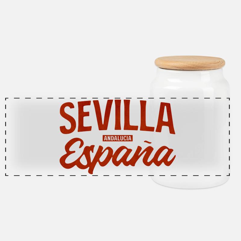 Sevilla Andalusische Leidenschaft - Panorama Keksdose mit Holzdeckel - Weiß