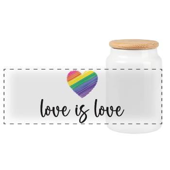 Pride Month - Love is Love - Panoramic Cookie Jar with Wooden Lid - white - Front
