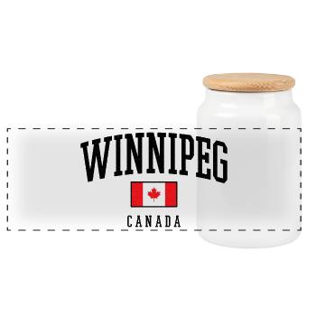 Winnipeg Canada Flag – City Design - Panoramic Cookie Jar with Wooden Lid - white - Front