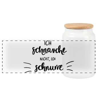 Ich schnarche nicht - Ich schnurre - Panorama Keksdose mit Holzdeckel - Weiß - Vorne