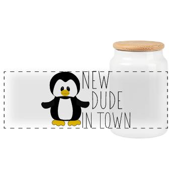 Nouveau mec en ville - Boîte à biscuits avec couvercle en bois - blanc - Devant