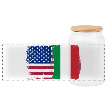 Drapeau des États-Unis et de l’Italie Fusion - Boîte à biscuits avec couvercle en bois - blanc - Devant