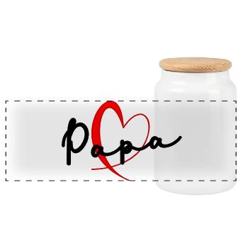 CHRISTMAS. YEAR. ANNIVERSARY. RETIREMENT. DAD. MAMAM. - Panoramic Cookie Jar with Wooden Lid - white - Front