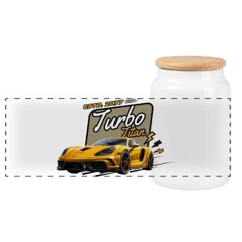 Turbo Titan Boost-Geschwindigkeit - Panorama Keksdose mit Holzdeckel - Weiß - Vorne