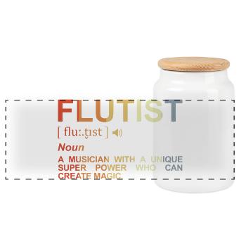 Flutist meaning - Panoramic Cookie Jar with Wooden Lid - white - Front
