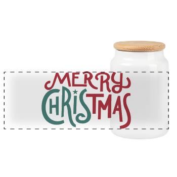 Frohe Weihnachten - Panorama Keksdose mit Holzdeckel - Weiß - Vorne