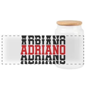 Adriano t-shirt t-shirt gift idea stacked text - Panoramic Cookie Jar with Wooden Lid - white - Front