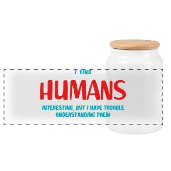 Humans - Panoramic Cookie Jar with Wooden Lid - white - Front