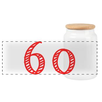 60. 60 JAHRE. 60-JÄHRIGES JUBILÄUM. 60. GEBURTSTAG. - Panorama Keksdose mit Holzdeckel - Weiß - Vorne