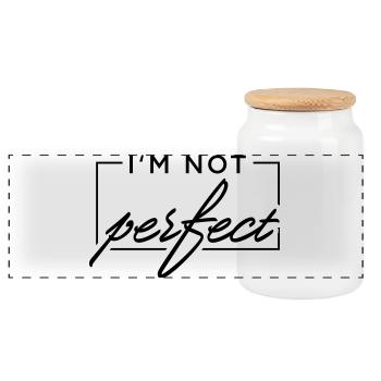 I m not perfect - Panoramic Cookie Jar with Wooden Lid - white - Front