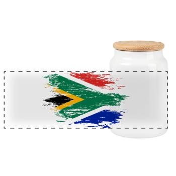 Drapeau de l’Afrique du Sud utilisé - Boîte à biscuits avec couvercle en bois - blanc - Devant