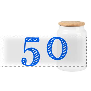 50. 50 YEARS. 50th ANNIVERSARY. 50 YEARS ANNIVERSARY. - Panoramic Cookie Jar with Wooden Lid - white - Front