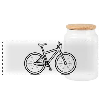 Mountain bike - Panoramic Cookie Jar with Wooden Lid - white - Front