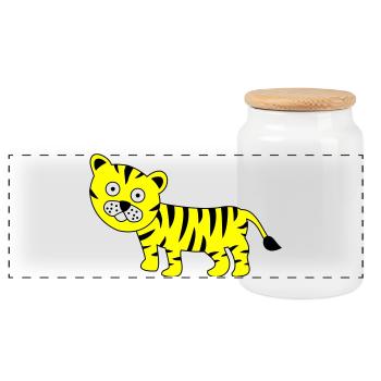 Tiger Lustig - Panorama Keksdose mit Holzdeckel - Weiß - Vorne