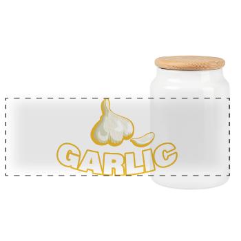 GARLIC - Panoramic Cookie Jar with Wooden Lid - white - Front