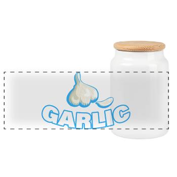 GARLIC - Panorama Keksdose mit Holzdeckel - Weiß - Vorne