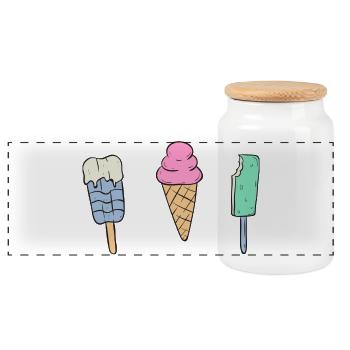 Süßes Eis - Panorama Keksdose mit Holzdeckel - Weiß - Vorne