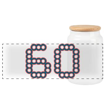 60. 60 YEARS. 60th ANNIVERSARY. 60TH BIRTHDAY. - Panoramic Cookie Jar with Wooden Lid - white - Front
